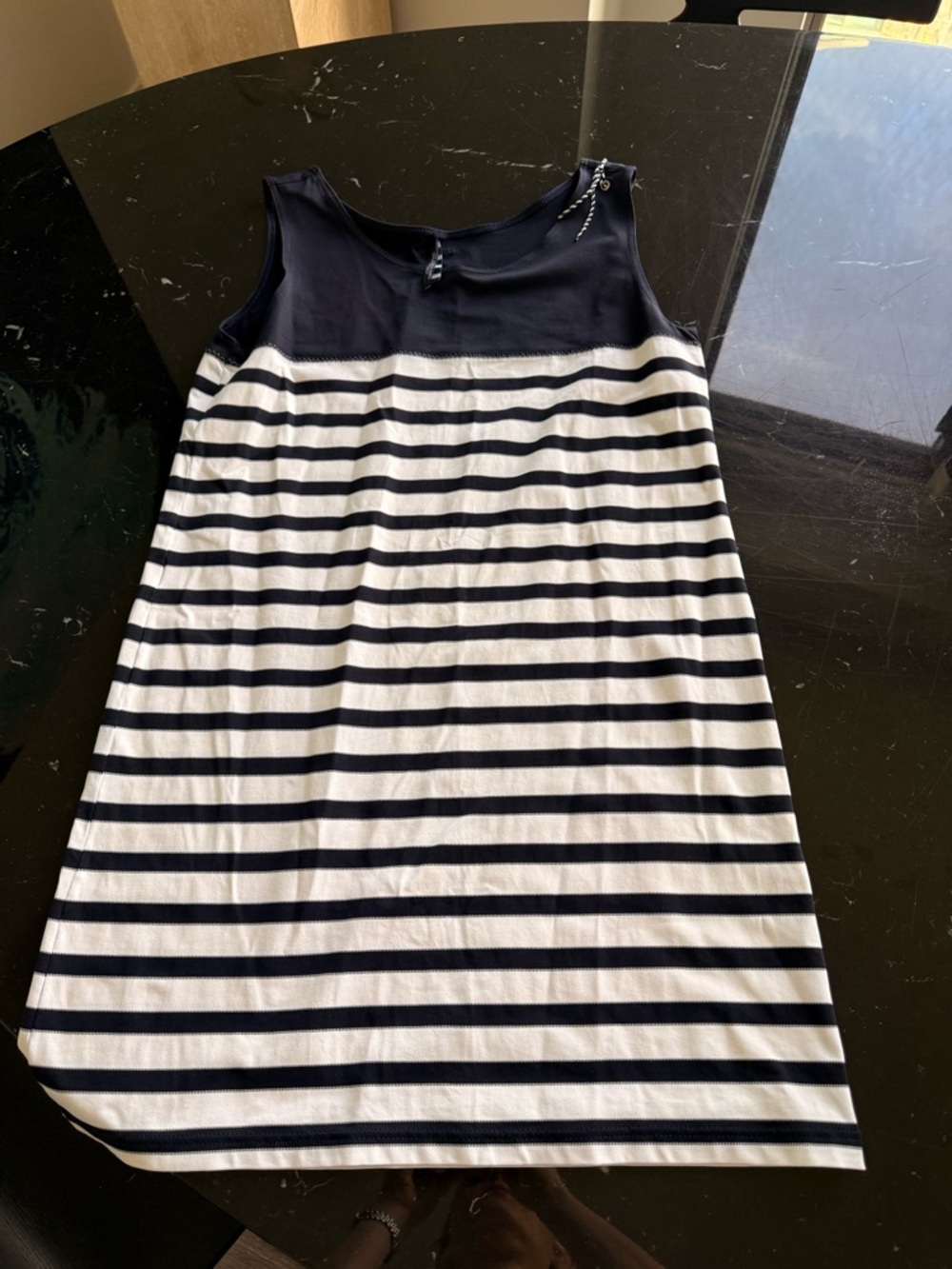 Saint James Navy and White Striped Sleeveless Mini Dress